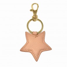 Faux Leather Star Keyring - Dusky Pink/Gold